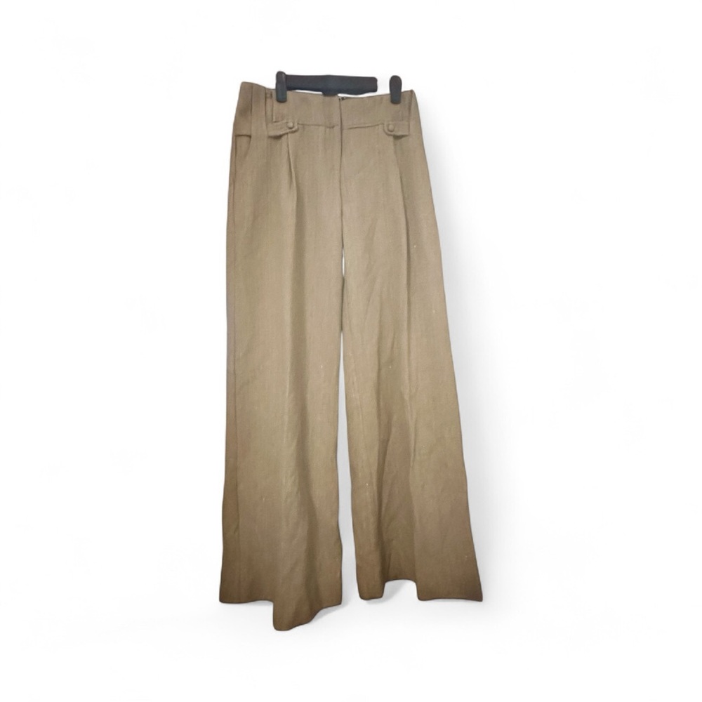 Lela Rose Gold Tweed Wide Leg Trouser Pants Size 6